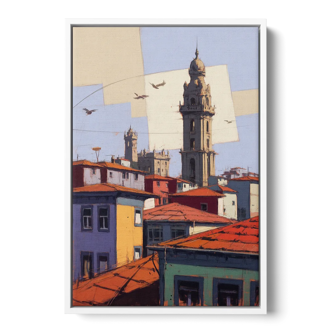 Clerigos Tower View Front - White Canvas Wall Art