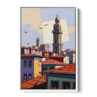 Clerigos Tower View Front - White Canvas Wall Art
