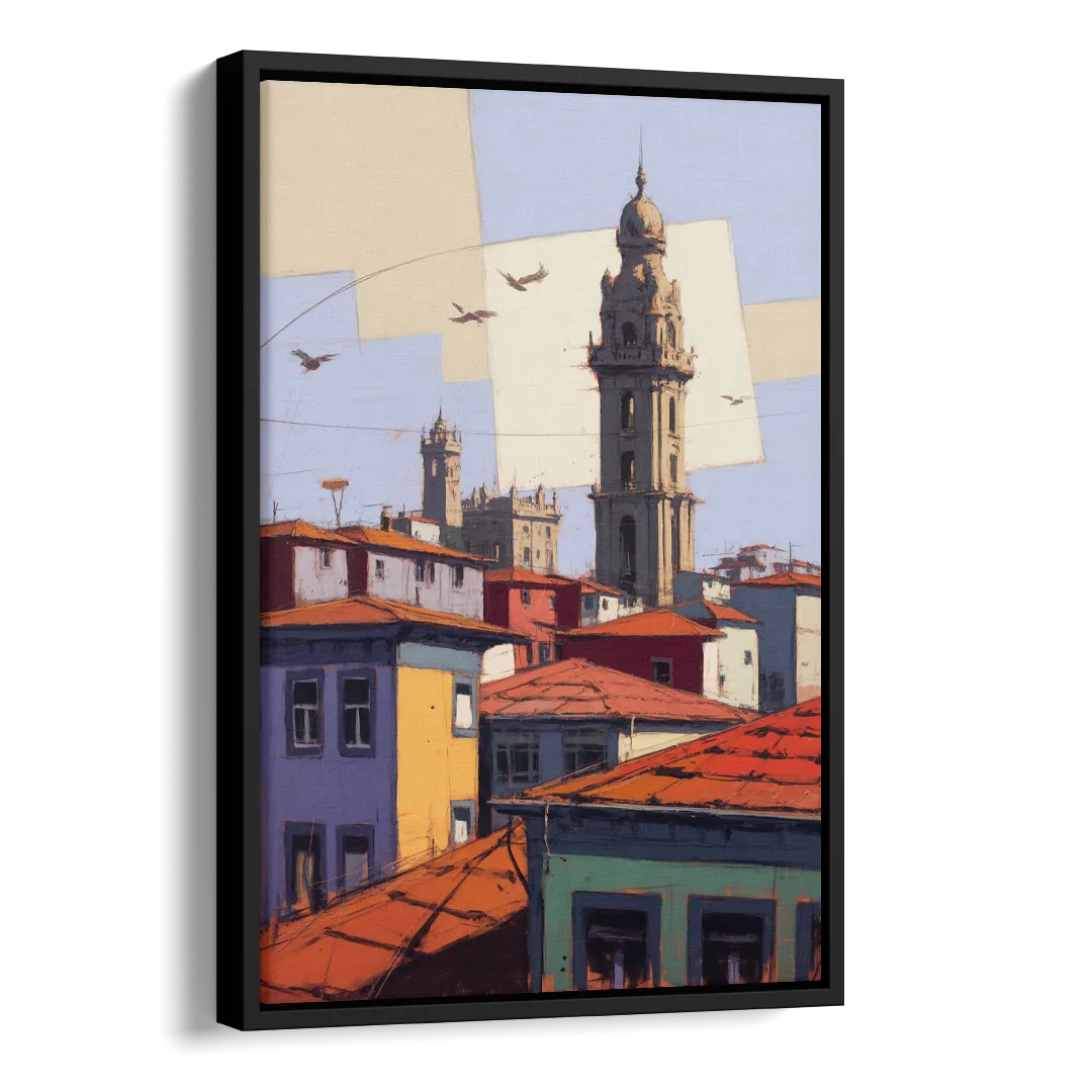 Clerigos Tower View Side - Black Canvas Wall Art