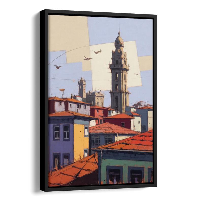 Clerigos Tower View Side - Black Canvas Wall Art