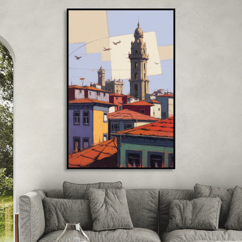 Clerigos Tower View Sitting Room - Black Canvas Wall Art