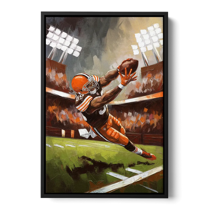 Cleveland Browns Fans in Action Front - Black Canvas Wall Art