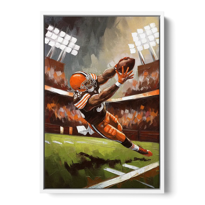 Cleveland Browns Fans in Action Front - White Canvas Wall Art