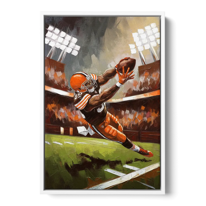 Cleveland Browns Fans in Action Front - White Canvas Wall Art