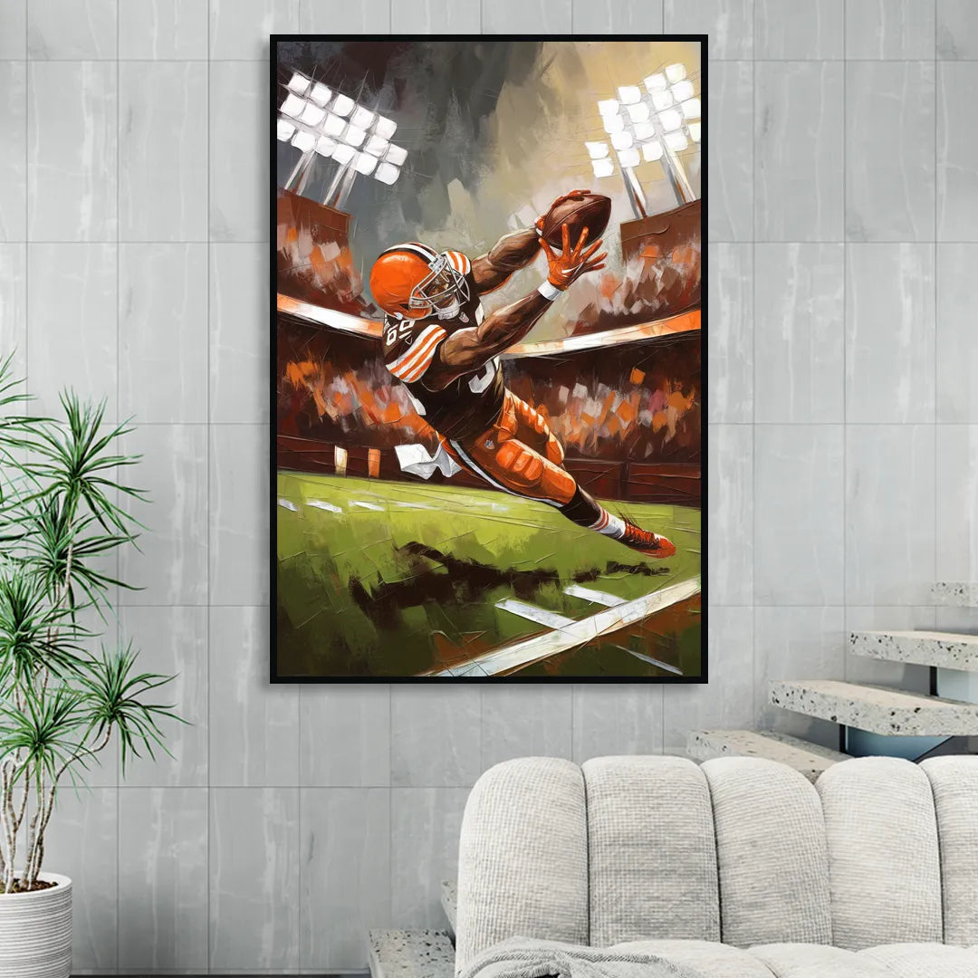 Cleveland Browns Fans in Action Sitting Room - Black Canvas Wall Art