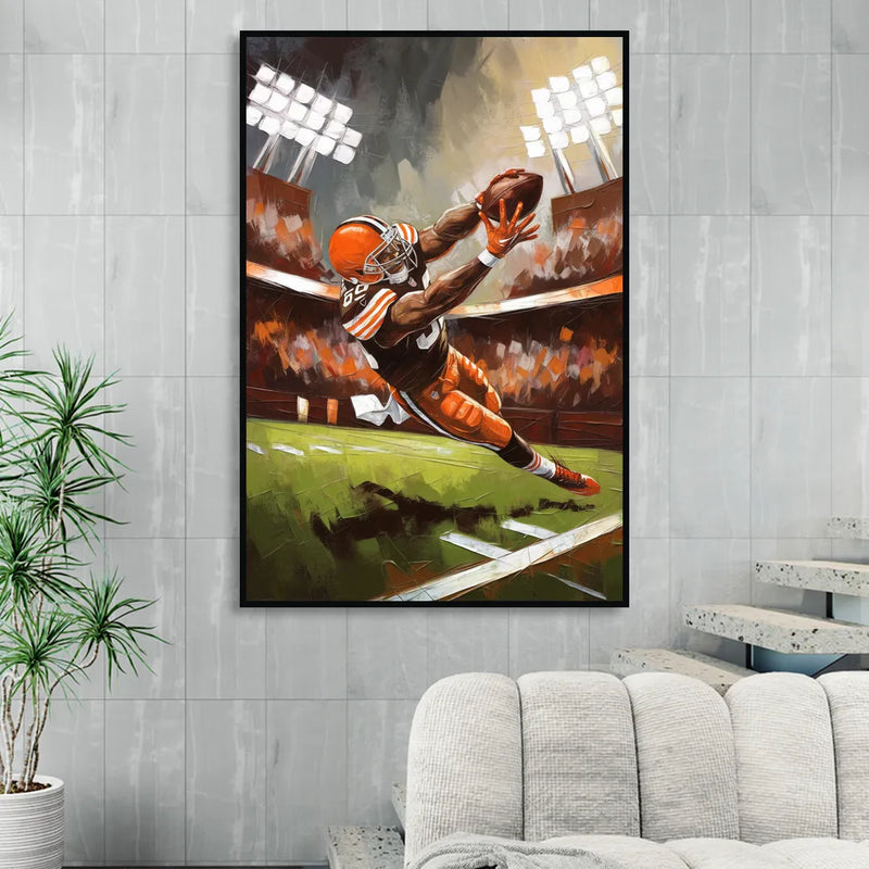 Cleveland Browns Fans in Action Sitting Room - Black Canvas Wall Art