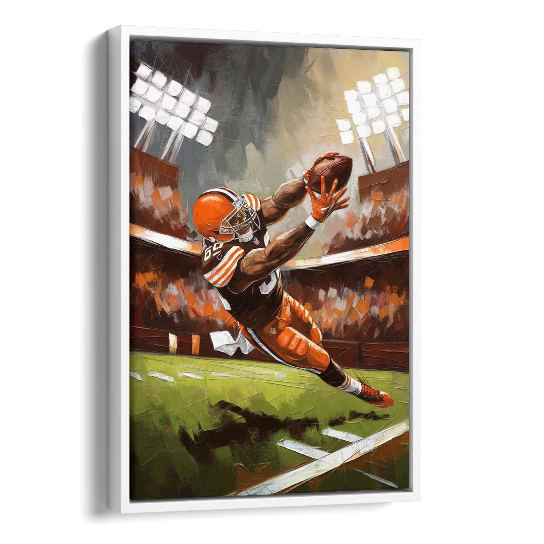 Cleveland Browns Fans in Action Side - White Canvas Wall Art