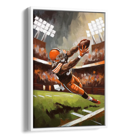 Cleveland Browns Fans in Action Side - White Canvas Wall Art