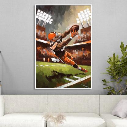 Cleveland Browns Fans in Action Sitting Room - White Canvas Wall Art