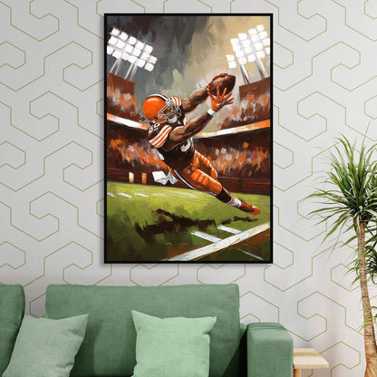 Cleveland Browns Fans in Action Living Room - Black Canvas Wall Art