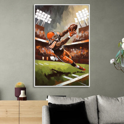 Cleveland Browns Fans in Action Living Room - White Canvas Wall Art