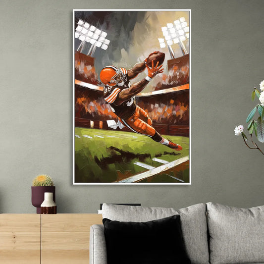 Cleveland Browns Fans in Action Living Room - White Canvas Wall Art