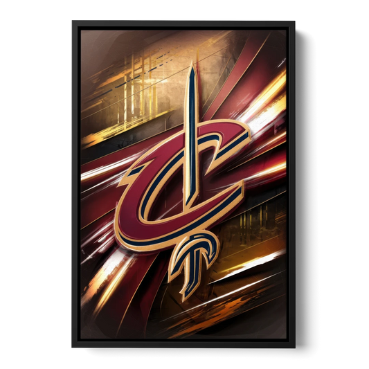 Cleveland Cavaliers Logo - Black Framed Canvas Wall Art - Front