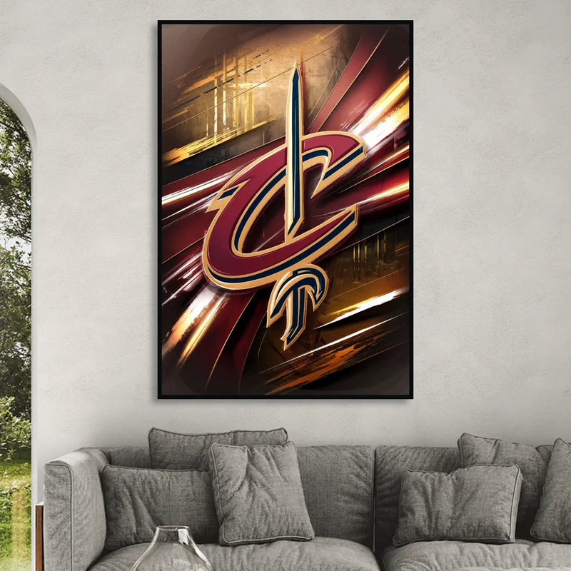 Cleveland Cavaliers Logo Sitting Room - Black Canvas Wall Art