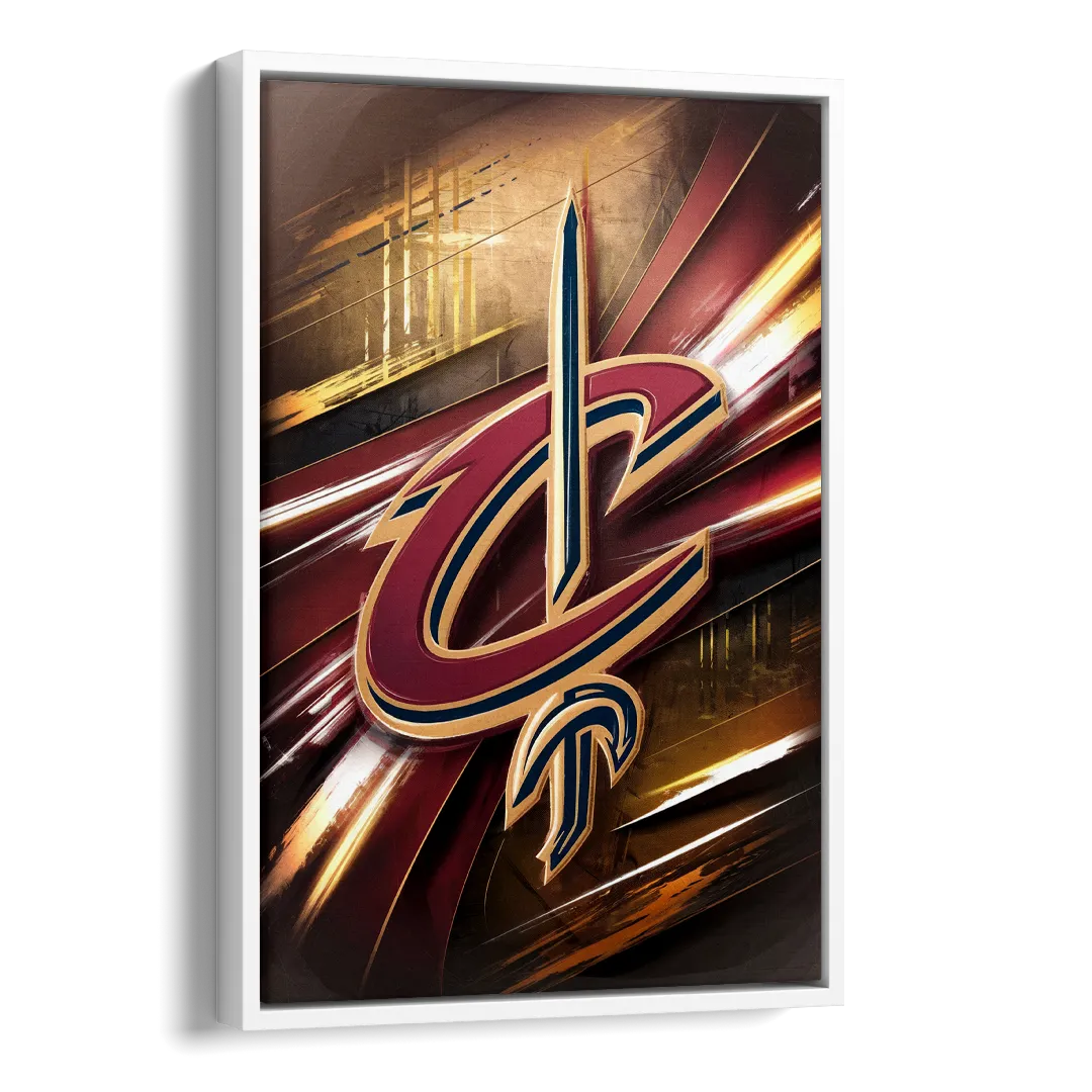 Cleveland Cavaliers Logo Side - White Canvas Wall Art