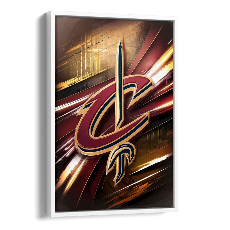 Cleveland Cavaliers Logo Side - White Canvas Wall Art