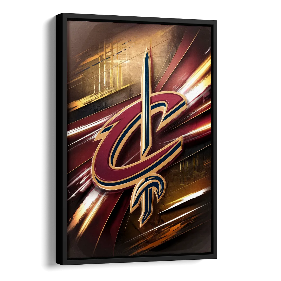 Cleveland Cavaliers Logo Side - Black Canvas Wall Art