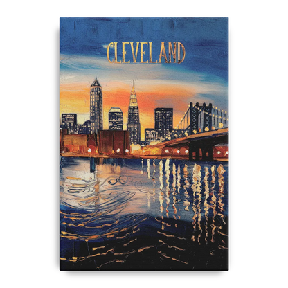 Cleveland Cityscape Panoramic Front - Canvas Wall Art