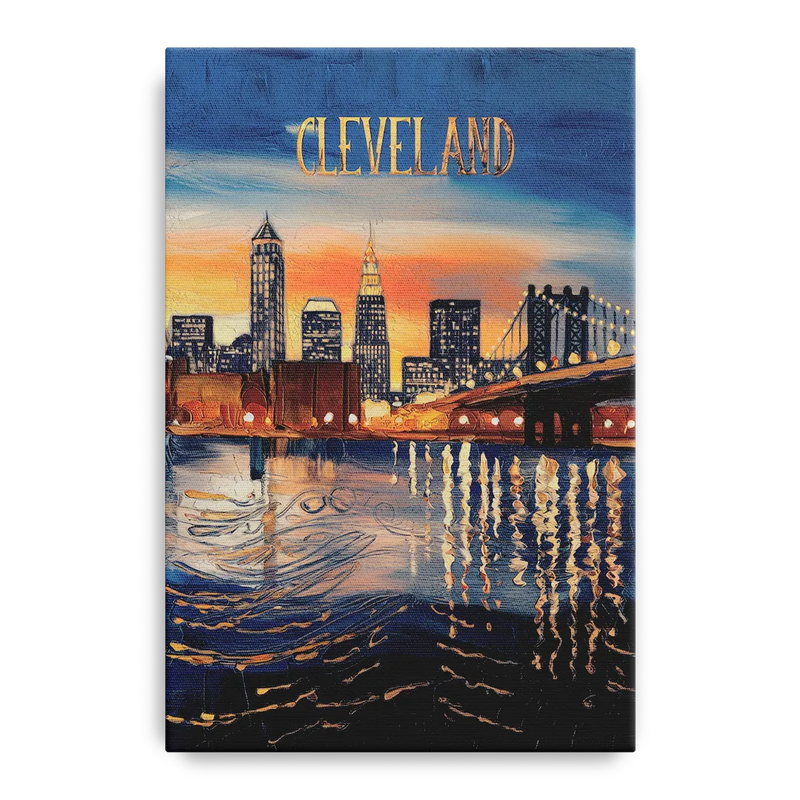 Cleveland Cityscape Panoramic Front - Canvas Wall Art