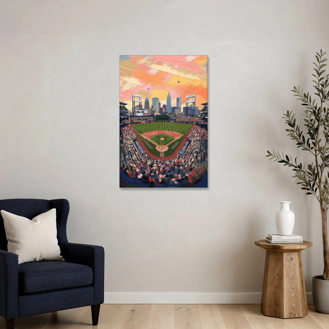 Cleveland Guardians Baseball Field - Canvas Wall Art - Sofa - 24x36