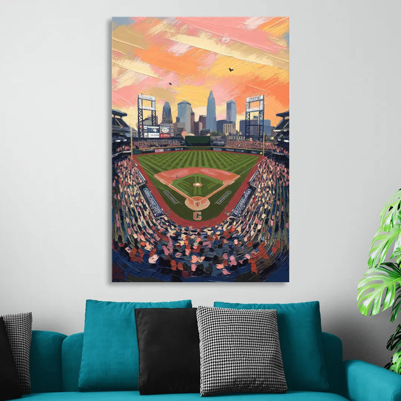 Cleveland Guardians Baseball Field Sitting Room - Canvas Wall Art