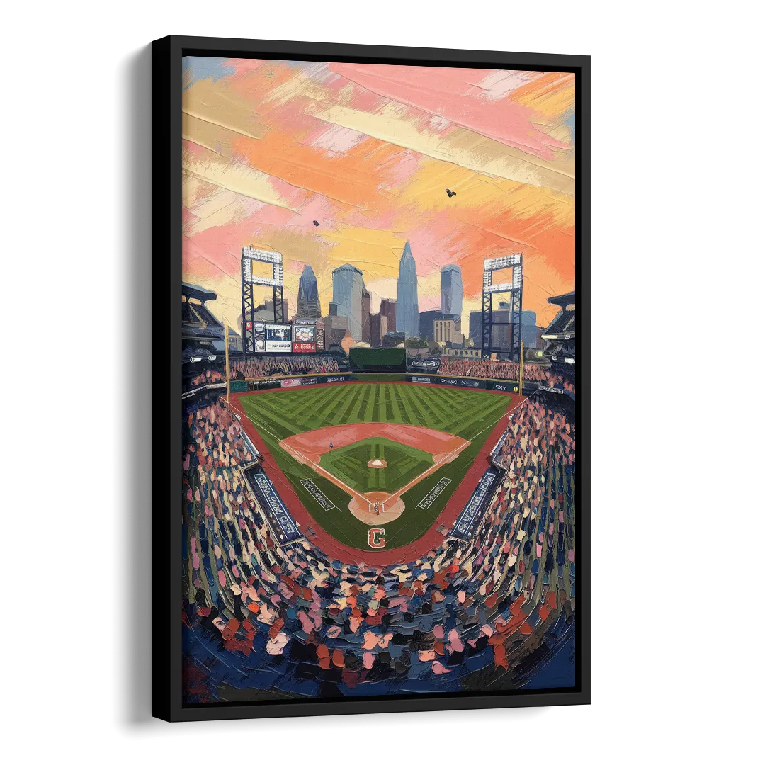 Cleveland Guardians Baseball Field Side - Black Canvas Wall Art