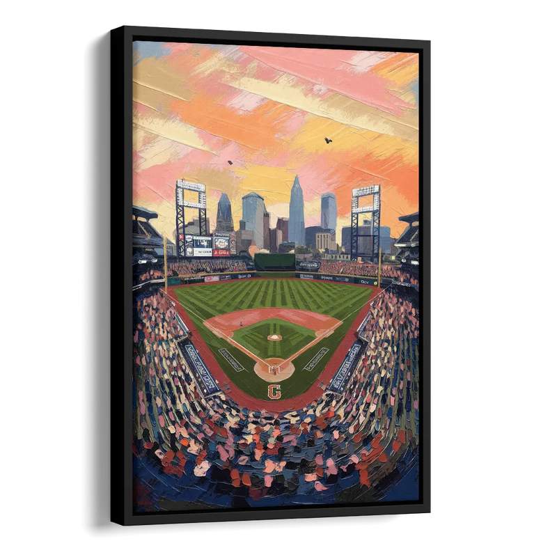 Cleveland Guardians Baseball Field Side - Black Canvas Wall Art