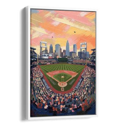 Cleveland Guardians Baseball Field Side - White Canvas Wall Art