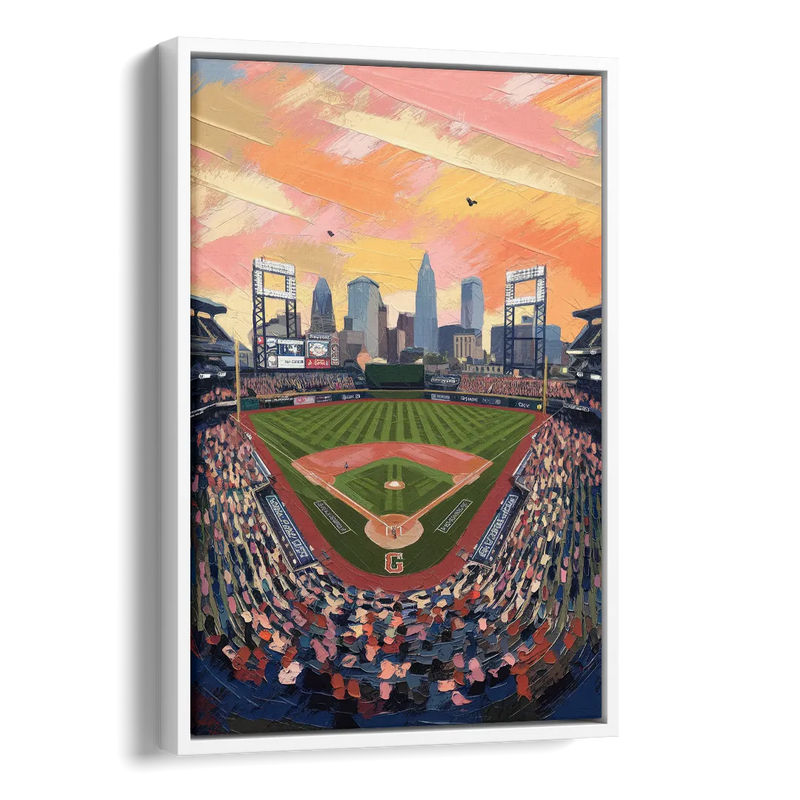 Cleveland Guardians Baseball Field Side - White Canvas Wall Art