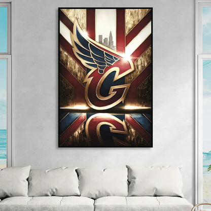 Cleveland Guardians Tribute Sitting Room - Black Canvas Wall Art