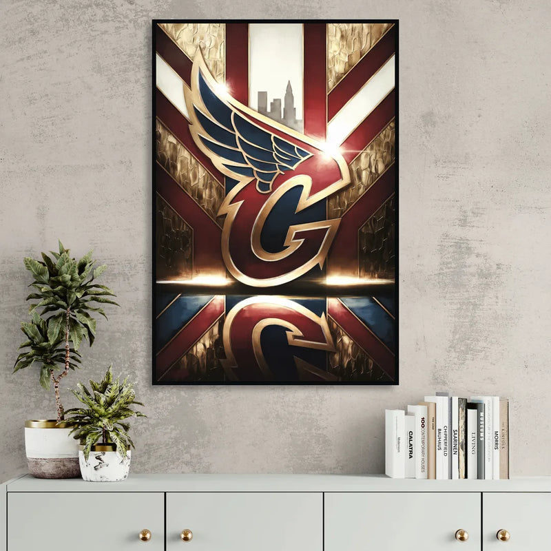 Cleveland Guardians Tribute Living Room - Black Canvas Wall Art