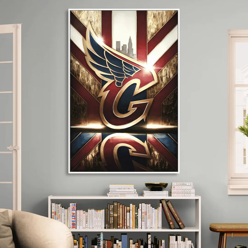 Cleveland Guardians Tribute Living Room - White Canvas Wall Art