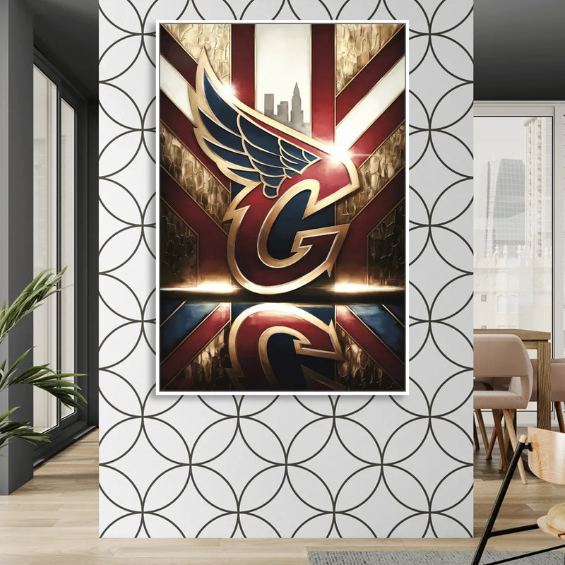Cleveland Guardians Tribute Sitting Room - White Canvas Wall Art