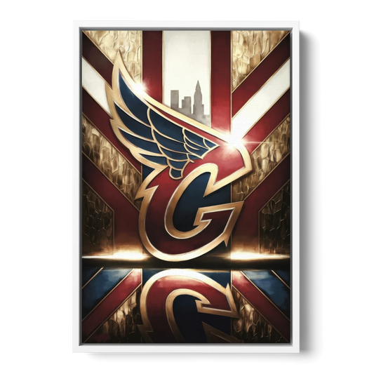 Cleveland Guardians Tribute - White Framed Canvas Wall Art - Front