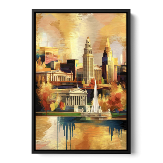 Cleveland Historic Landmarks - Black Framed Canvas Wall Art - Front