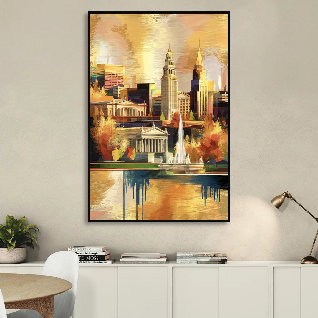 Cleveland Historic Landmarks Sitting Room - Black Canvas Wall Art
