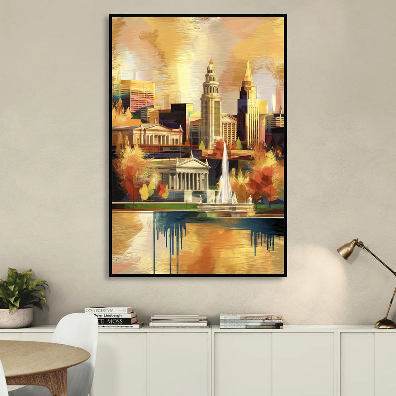 Cleveland Historic Landmarks Sitting Room - Black Canvas Wall Art