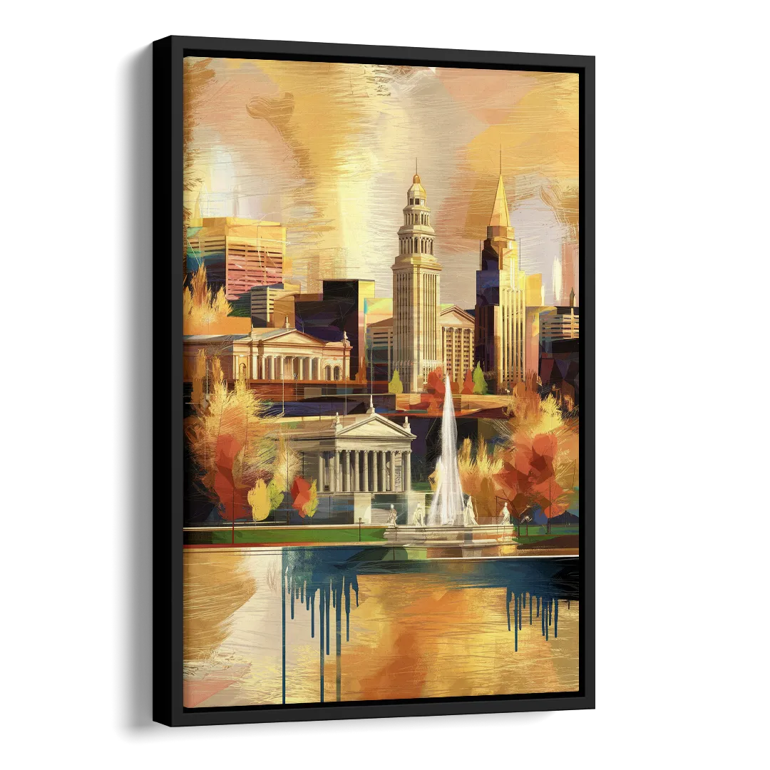 Cleveland Historic Landmarks Side - Black Canvas Wall Art