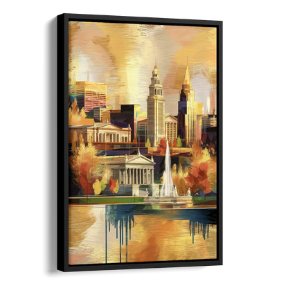 Cleveland Historic Landmarks Side - Black Canvas Wall Art