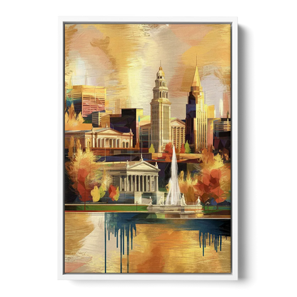 Cleveland Historic Landmarks Front - White Canvas Wall Art