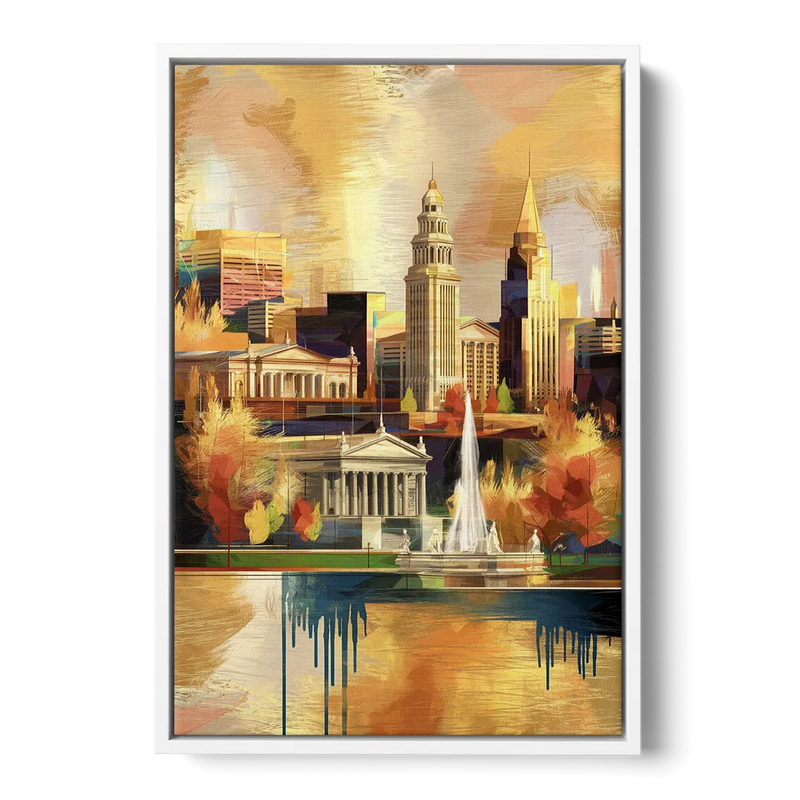 Cleveland Historic Landmarks Front - White Canvas Wall Art