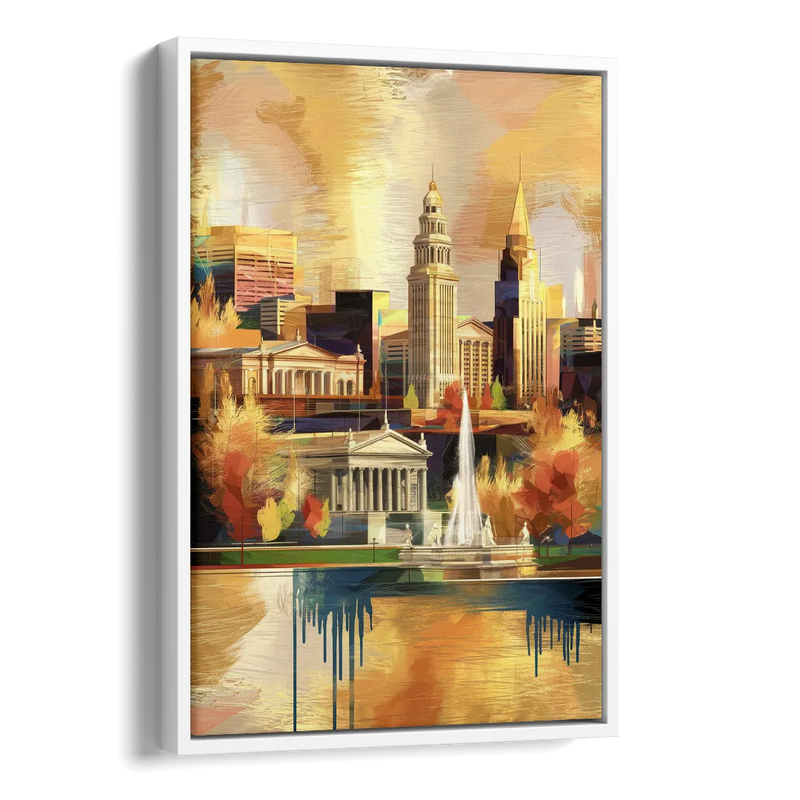 Cleveland Historic Landmarks Side - White Canvas Wall Art