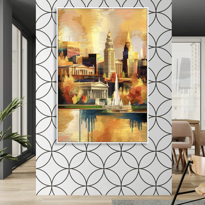 Cleveland Historic Landmarks Living Room - White Canvas Wall Art