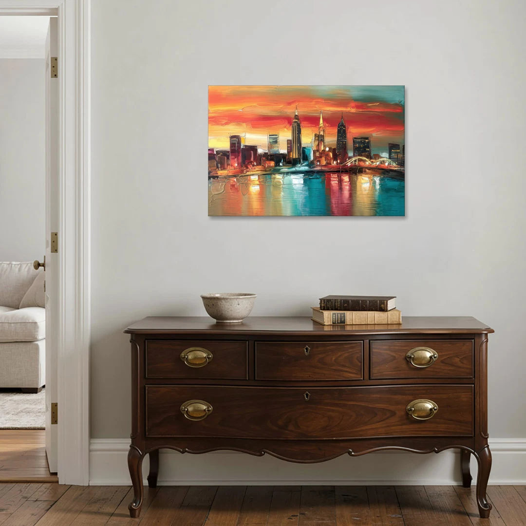 Cleveland Historic Landmarks Watercolor - Canvas Wall Art - Coffee Table - 36x24