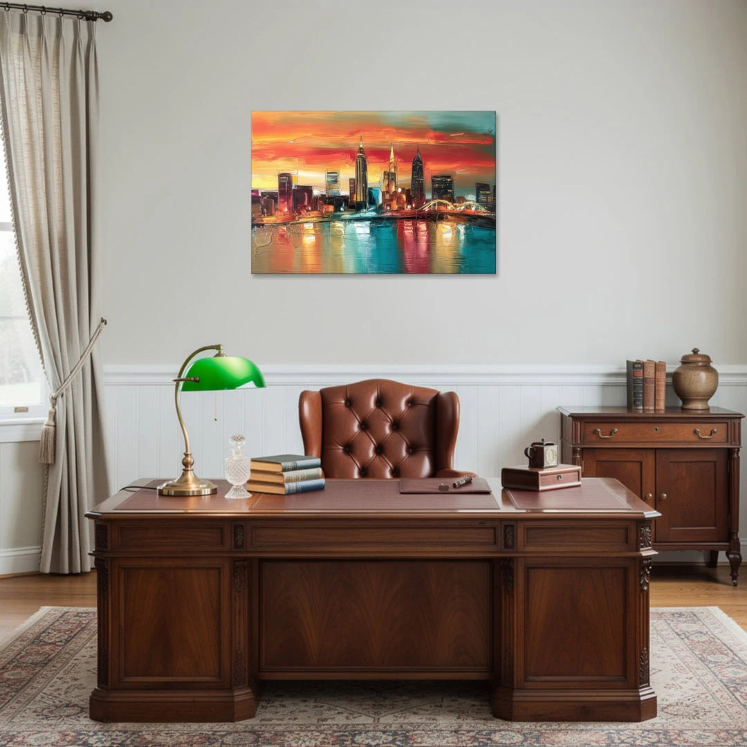 Cleveland Historic Landmarks Watercolor - Canvas Wall Art - Office - 36x24