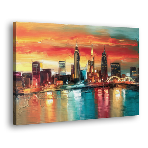 Cleveland Historic Landmarks Watercolor - Canvas Wall Art - Side