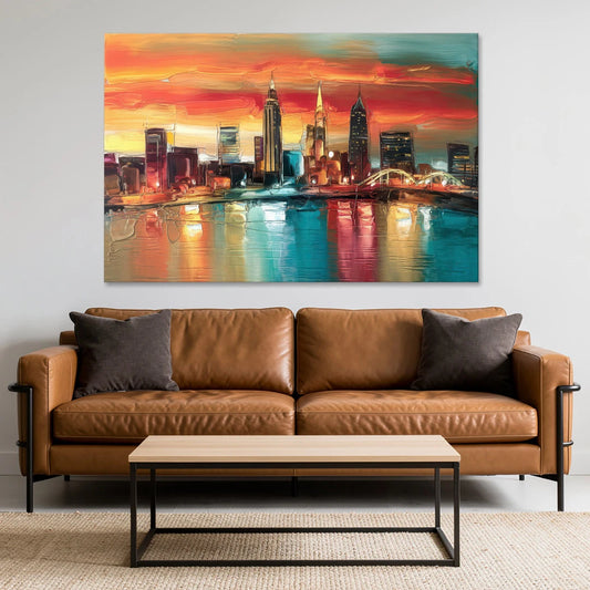 Cleveland Historic Landmarks Watercolor - Canvas Wall Art - Sofa - 60x40