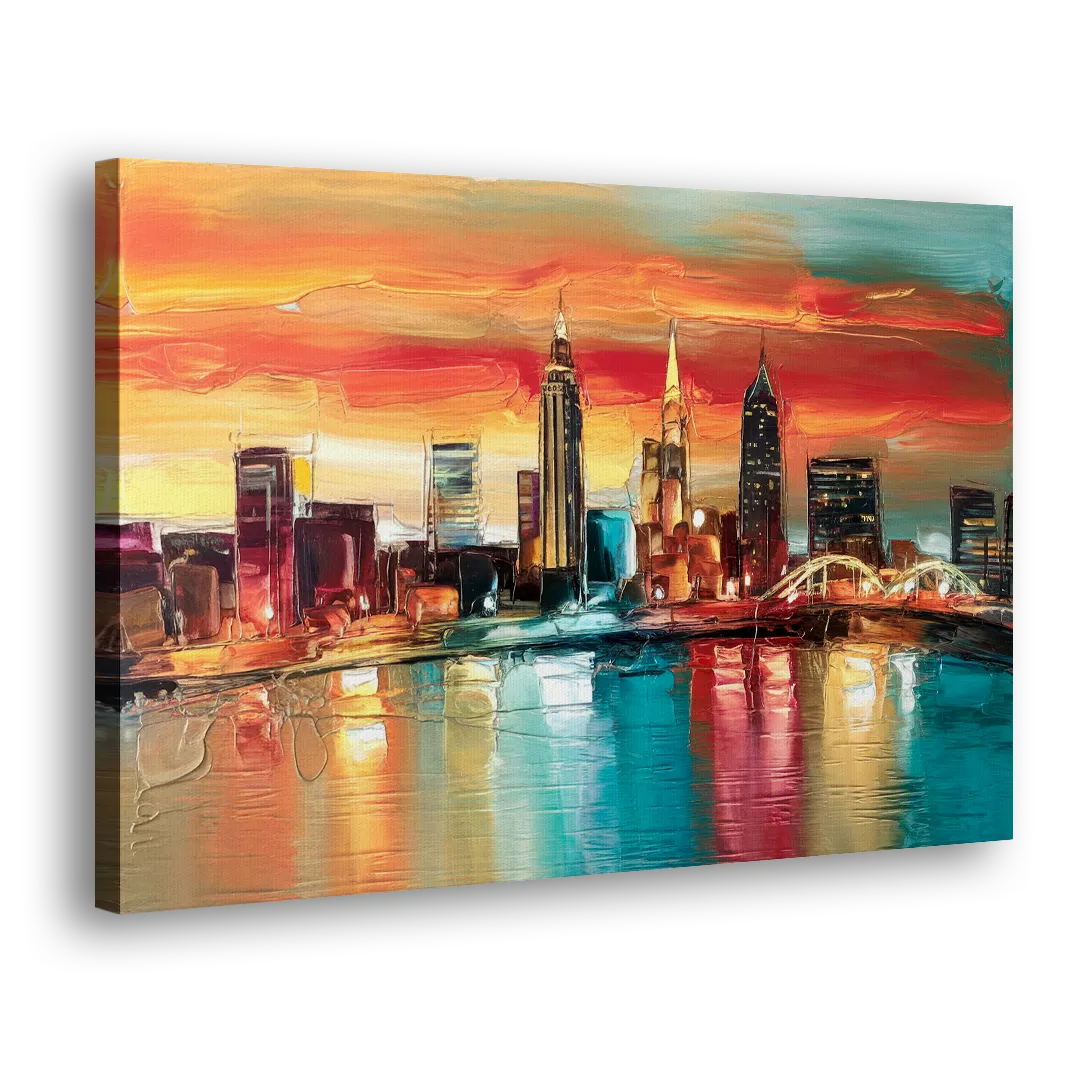 Cleveland Historic Landmarks Watercolor - Canvas Print Art Sides