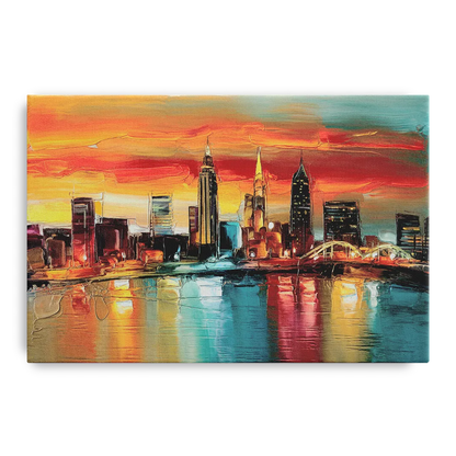 Cleveland Historic Landmarks Watercolor Front - Canvas Wall Art