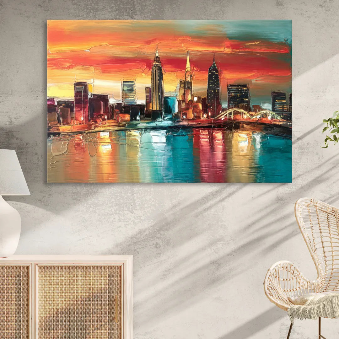 Cleveland Historic Landmarks Watercolor Sitting Room - Canvas Wall Art